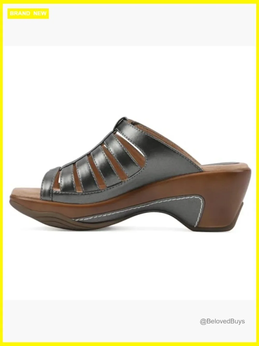 Strappy Cage Wedge Sandal with Cushioned Insole and Adjustable Velcro Strap